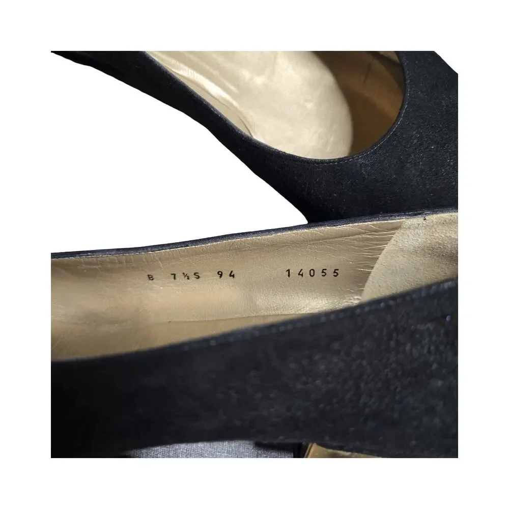 St.John‎ Vintage Womens Black Suede Shoes Pumps Made In Italy Size: 7.5